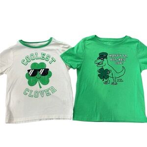 4T Toddler Boy St. Patrick's Day Clover and Dinosaur T-Shirts